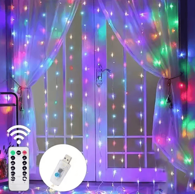 Inspire Curations 8 Mode USB Festoon Curtain Fairy Lights multicolor 3mx1m 100led