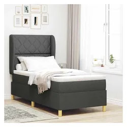 vidaXL, Boxspringbett, Boxspringbett Mit Matratze Stoff Dunkelgrau (90 x 190 cm)