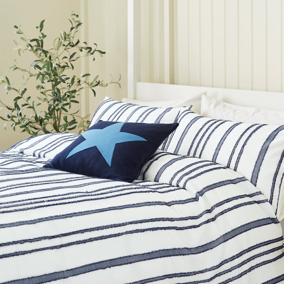 Helena Springfield Clipped Stripe Duvet Cover Set Blue Double Duvet Cover + 2 Pillowcases