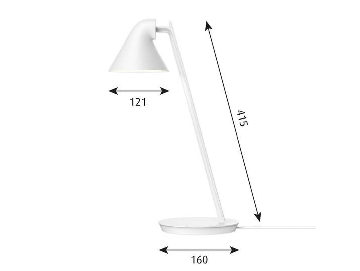 Design tafellamp NJP Mini, dimbaar, wit / opaal, Woon-/ Eetkamer, Aluminium, Design, tafellamp