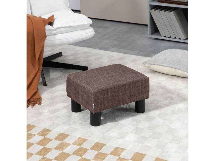 Tabouret ottoman rectangulaire HOMCOM – Marron – Lin – 40 x 30 x 24 cm – 110 kg