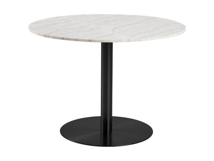 Ambia Home Esstisch, Schwarz, Weiß, Stein, rund, Säule, Bodenplatte, 105x75x105 cm, Reach, Esszimmer, Esstische, Esstische rund