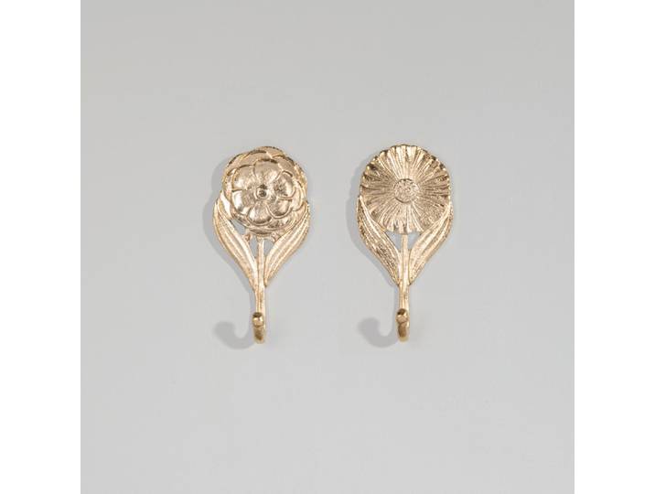 Goldplattierte, blumenförmige Kleiderhaken aus Aluminium (x2)