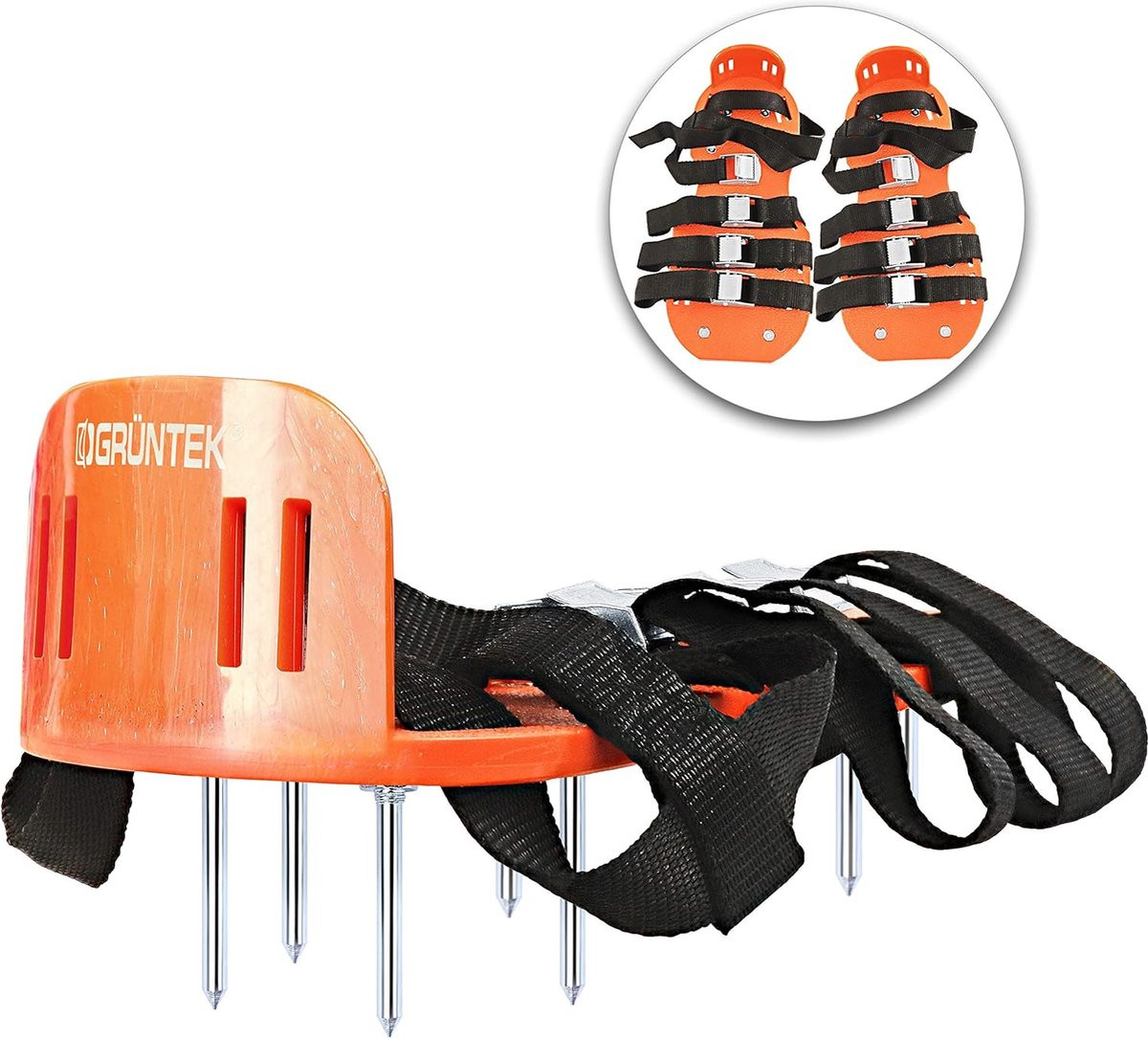 Gazonbeluchter-nagelschoenen voor volwassenen met roestvrijstalen doornen en antislip, Oranje