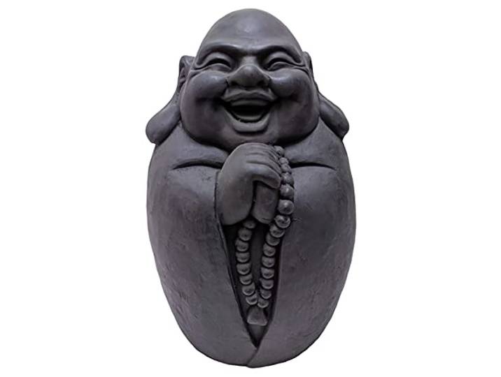 Boeddha beeld staand lachend - happy dikbuik boeddhabeeld donker grijs 46cm Inspiring Minds