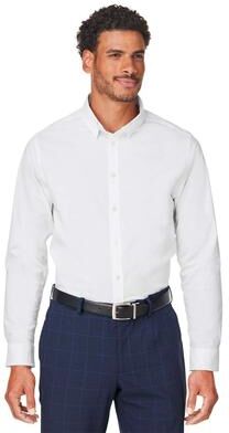 Devon & Jones DG505 Men's CrownLux Performance Spencer Poplin Dress Shirt in White size Small   Triblend