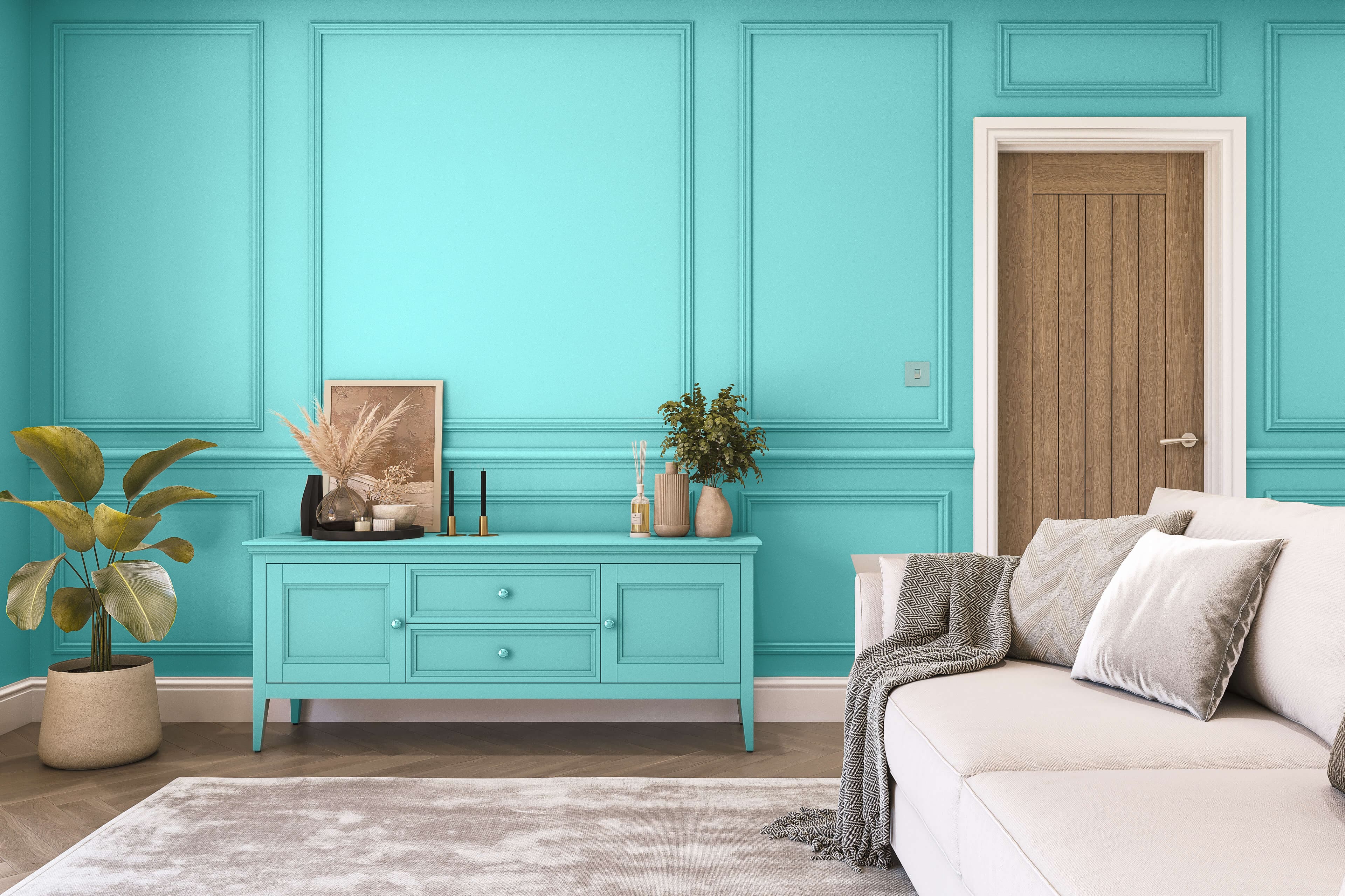Hemway Chalk Paint   Peppermint Blue   Shabby Chic   Furniture   Chalky Matt Finish - Peppermint Blue - 1L