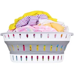 König Design, Wäschekorb, Wäschekorb Faltbar Wäschesammler Wäschebox Wäschetonne Aufbewahrungskorb Grau (36 l)