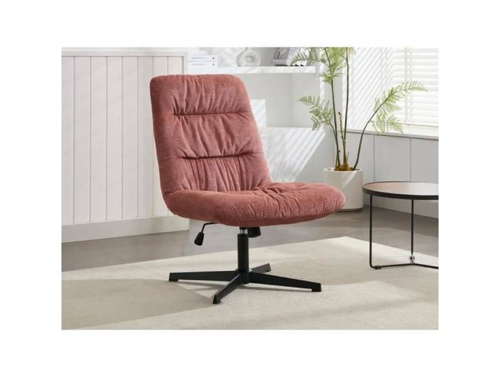 Fauteuil pivotant en tissu chiné terracotta SELENDO