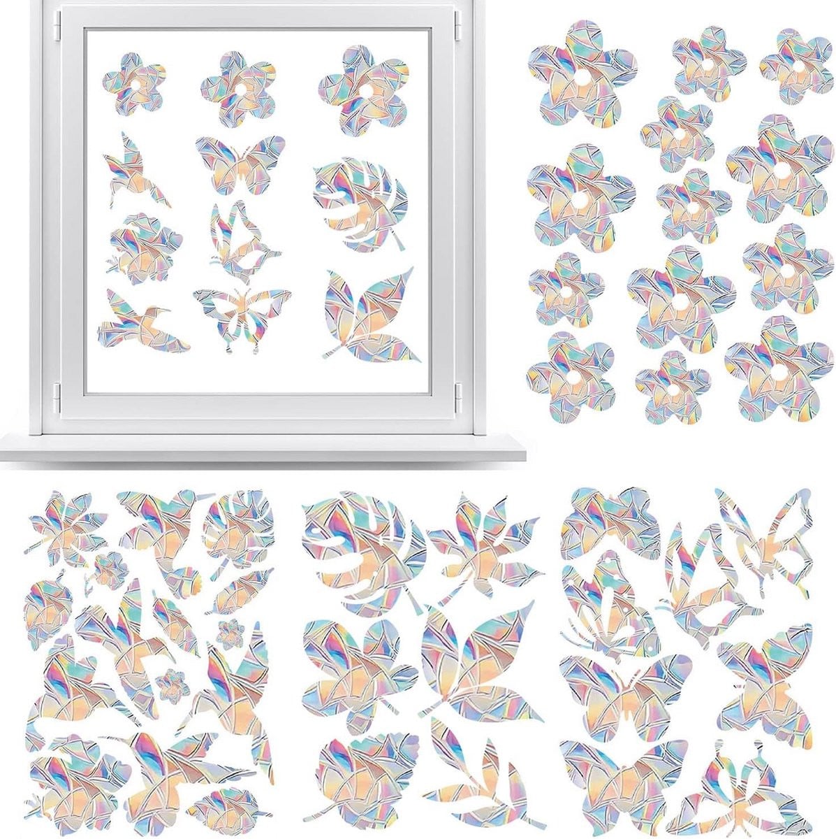42 stuks decoratieve vogelbescherming raamstickers voor glazen ruiten