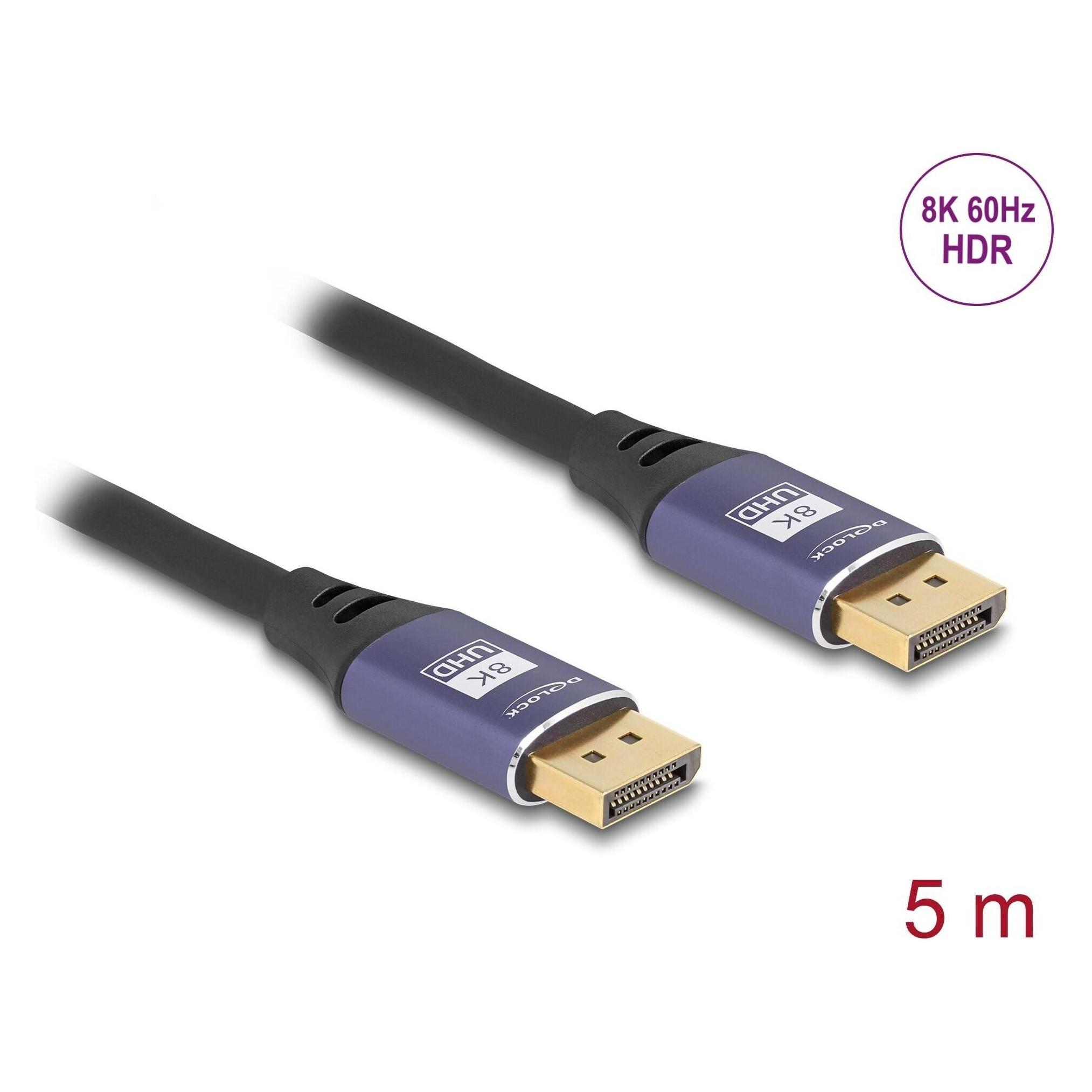 Delock DisplayPort Kabel 8K 60 Hz 5 m flieder Metall (5 m) (80603)
