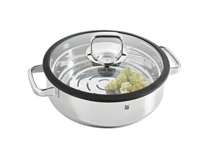 WMF Dampfbräter Vitalis, Edelstahlfarben, Metall, 5 l, rund, 17 cm, Kochgeschirr, Töpfe, Bräter