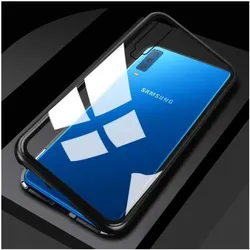 G-Case Samsung Galaxy A7 2018 Aluminium Magnetic Glass Case Hülle (Samsung Galaxy A7 (2018)), Smartphone Hülle, Schwarz