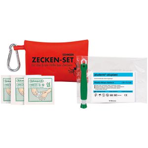 Söhngen Zeckenzange Zeckenset Erste Hilfe 14 Teile, für Mensch und Tier, aus Kunststoff, Länge 10 cm