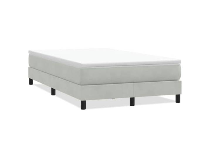 KTHLBRH Boxspringbett aus Samt, hellgrau, 120 x 220 cm, ohne Matratze 100 % Polyester-Samt, Sperrholz, Sperrholz, Lattenrost inklusive, stabile Beine, Montage erforderlich