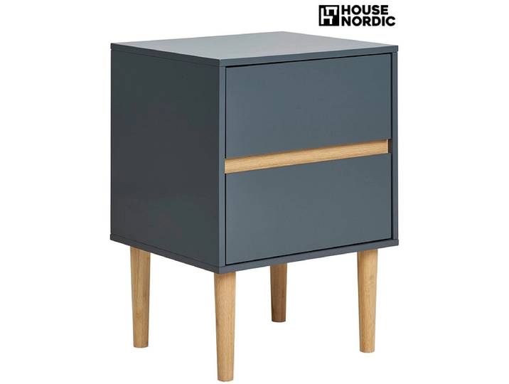Nachttisch HOUSE NORDIC BISLEY 2 Schubladen 35x40x55cm dunkelgrau wasserfarbe