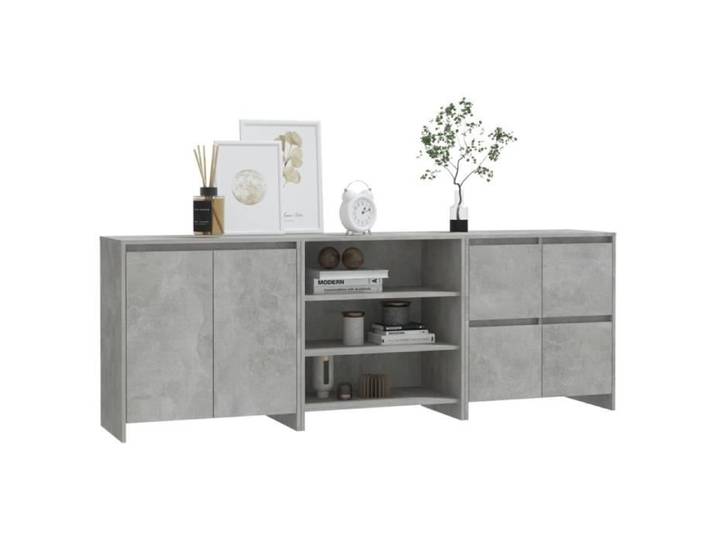 JIM - MEUBLE ENFILADE - Buffets 3 pcs Gris béton Bois d'ingénierie(5658)