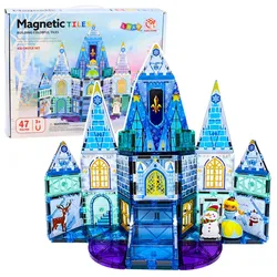 Magnetische Bausteine Eisprinzessinnenschloss Blau 47 Teile.