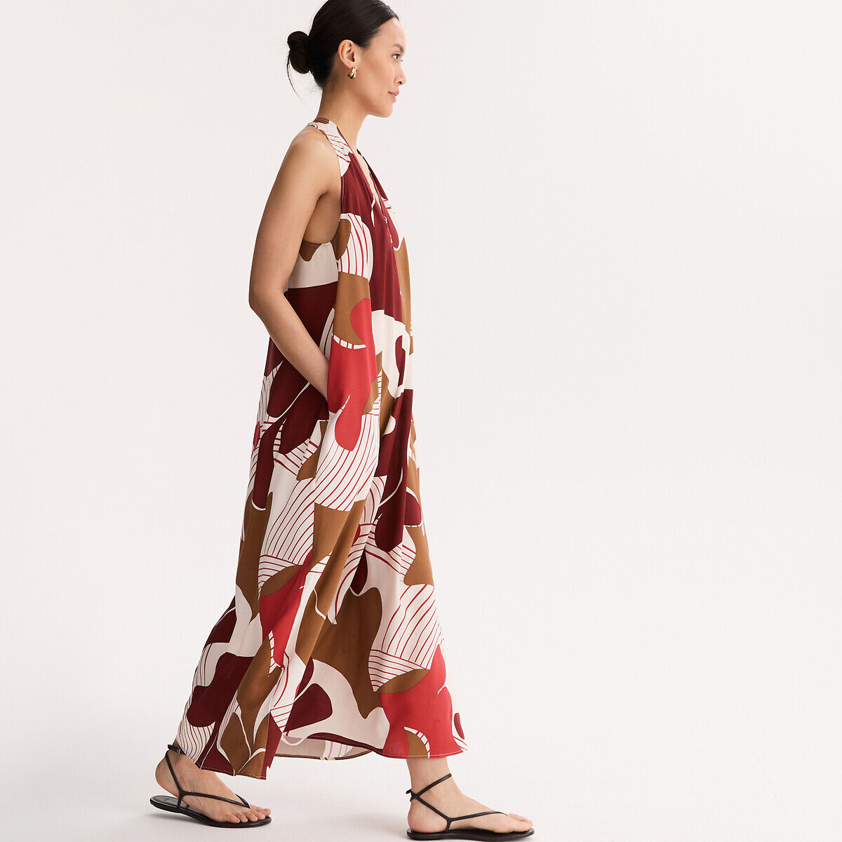 ANNE WEYBURN Robe longue col V sans manches imprimée&nbsp;