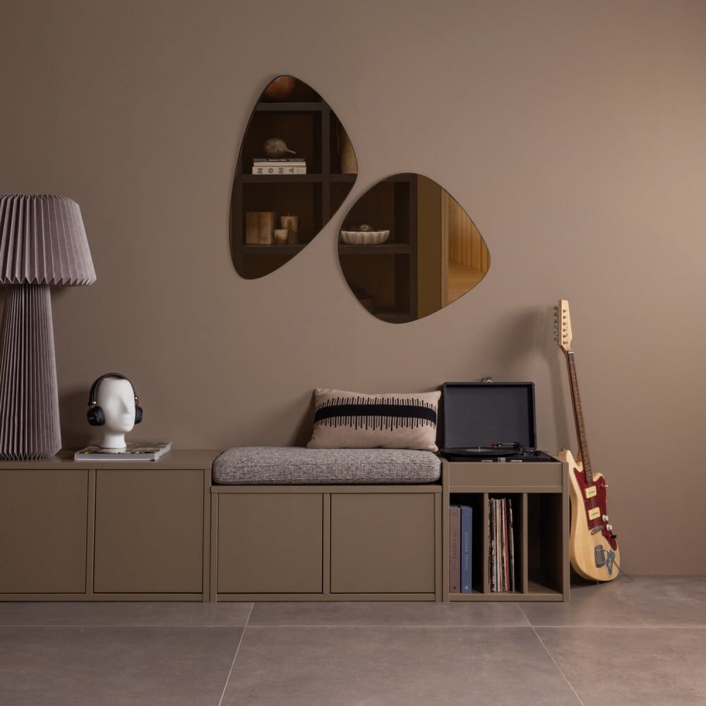 WOOOD Armoire de rangement pour vinyles en pin taupe Marron 44x47x44cm