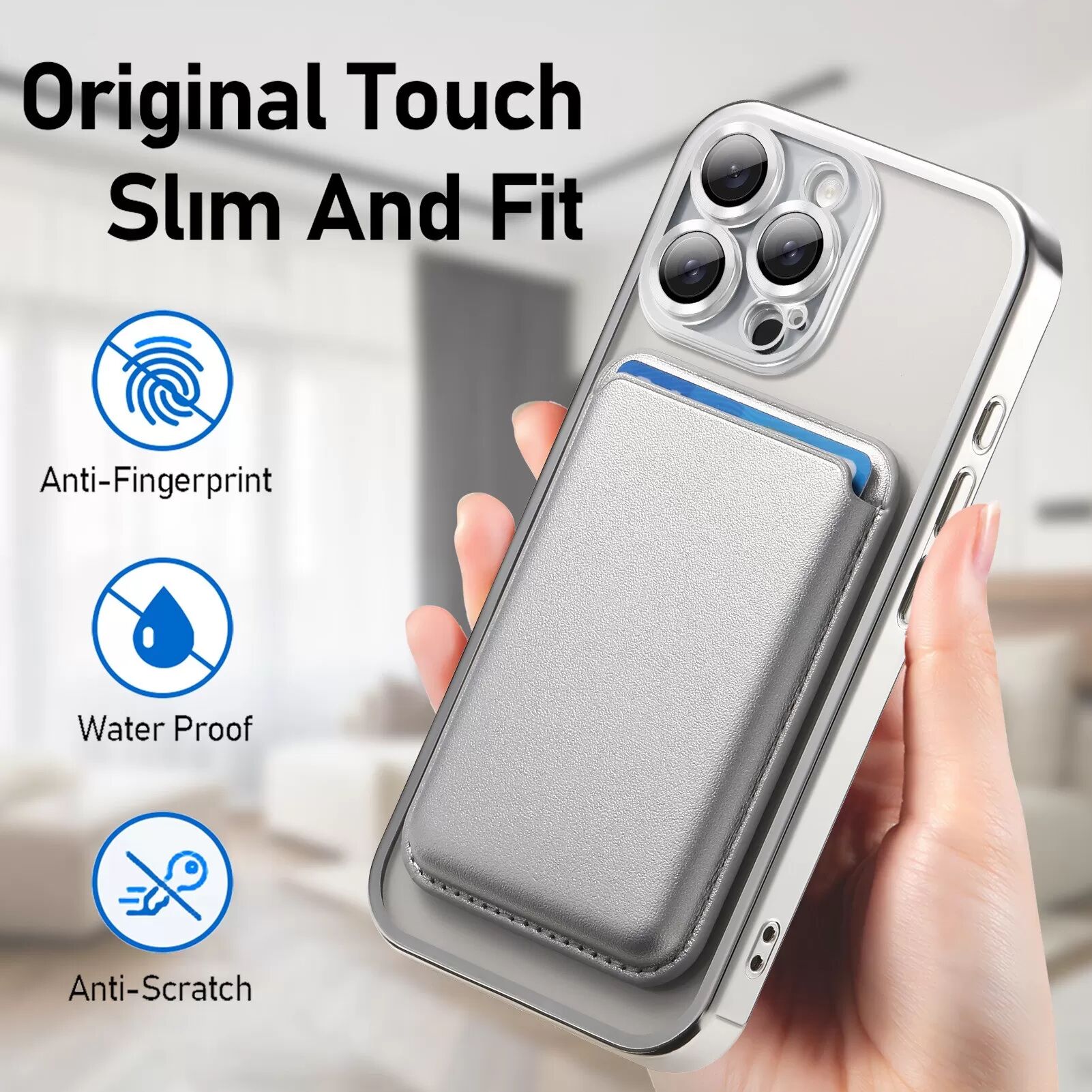 INF Ensemble de Coque Magnétique Argentée Compatible avec iPhone 17 - Inclut un Porte-Cartes Magsafe