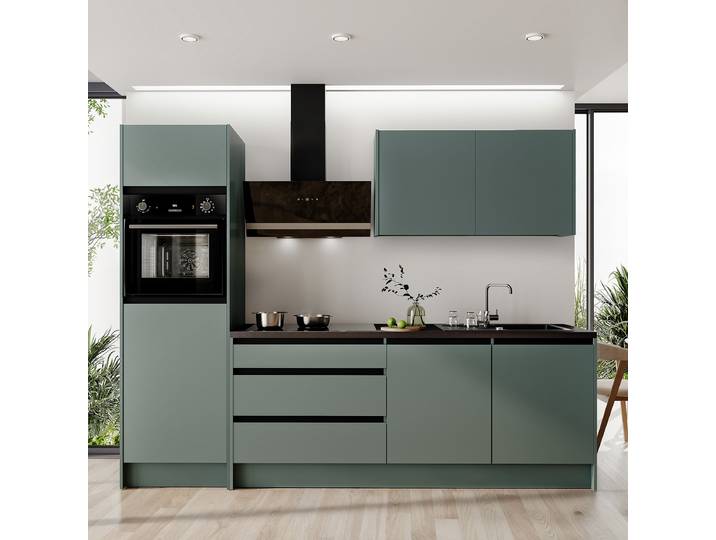 Küchenzeile Sedlec Kombi B 273 x 210 x 60cm Grün/Dunkelgrün Elektrogeräte Premium