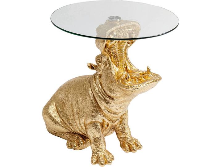 Kare-Design Beistelltisch, Gold, Kunststoff, Glas, 48x56x48 cm, Wohnzimmer, Wohnzimmertische, Beistelltische, Beistelltisch Glas