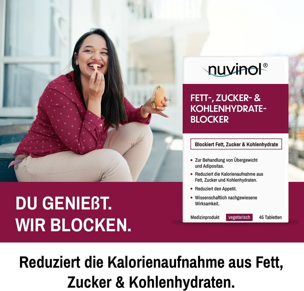 Nuvinol Fett- & Zucker- Kohlenhydrateblock.Tabl. 2x 2x45 St Tabletten