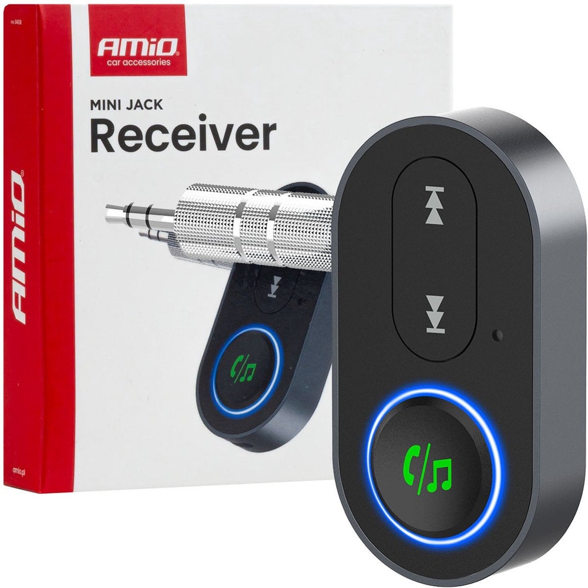 AMiO Draadloze Mini Audio Bluetooth Receiver Ontvanger – 3.5mm AUX Jack Muziekstreaming Handsfree