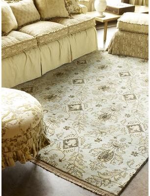 KALATY Transitional Blue Hand-Knotted Wool Area Rug