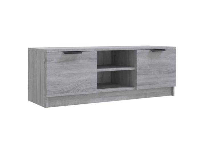 LKJephalotrope TV-Schrank Grau Sonoma 102x35x36,5 cm Holzwerkstoff Stilvolles TV-Möbel fürs Wohnzimmer mit 2 offenen sowie 2 geschlossenen Fächern für geordnete Medienaufbewahrung.