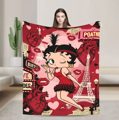 Inspire Curations Betty Boop Soft Plush Flannel Throw Blanket 14 153x204cm