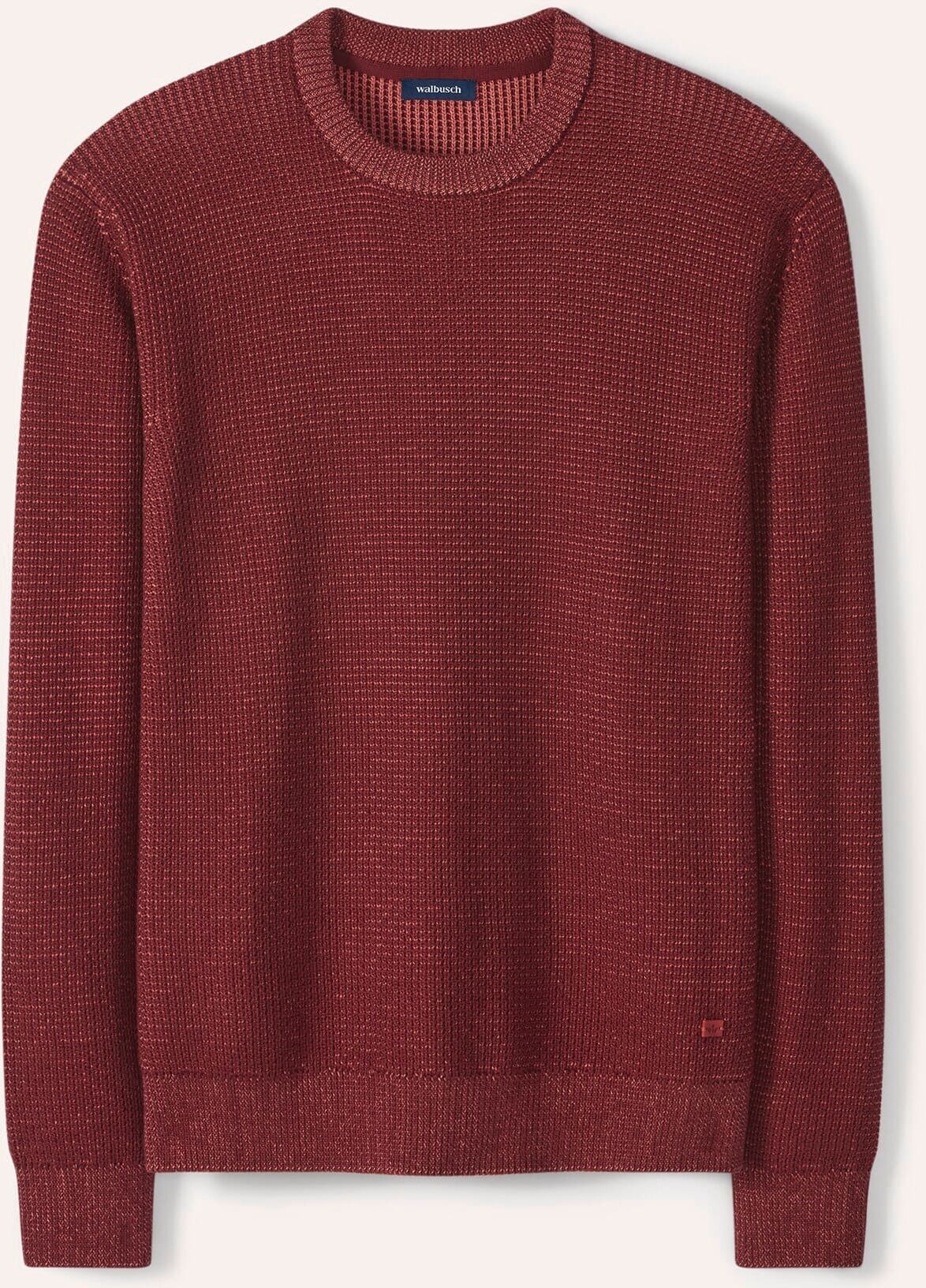 Walbusch Strukturpullover Bicolor, normale Größen, Farbe Rot, 56, reine Baumwolle effektvoll gestrickt Herren