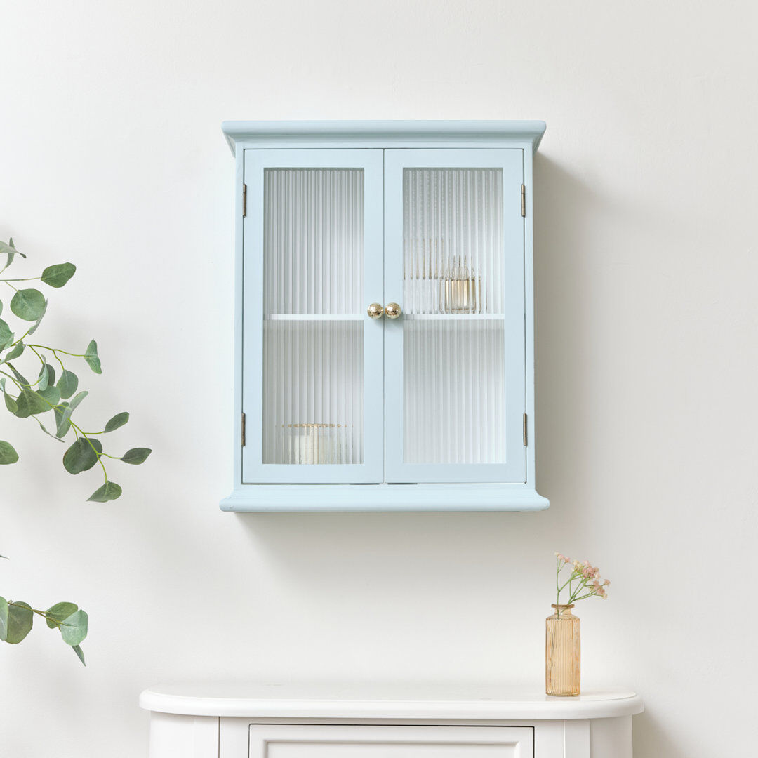 Melody Maison Reeded Glass Wall Cabinet Natural 50cm W X 60cm H X 20cm D