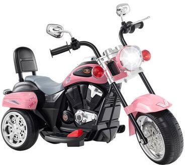 Costway 6V Powered Toddler 3-Wheel Motorbike Ride On Toy with Horn and Headlight-Heart Pink