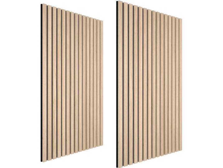 tectake Akustikpaneele 2er Set Sonic Wall II, Schallabsorber Holzoptik, Größe flexibel anpassbar, eiche hell, Hellbraun, 50x1.8x110 cm, Tapeten & Wandverkleidungen, Akustikpaneele
