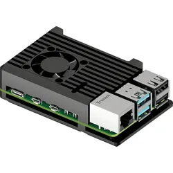 RPI5 CASE ALU04 - Gehäuse für Raspberry Pi 5, Alu, integrierter Kühlkörper+Lüfter