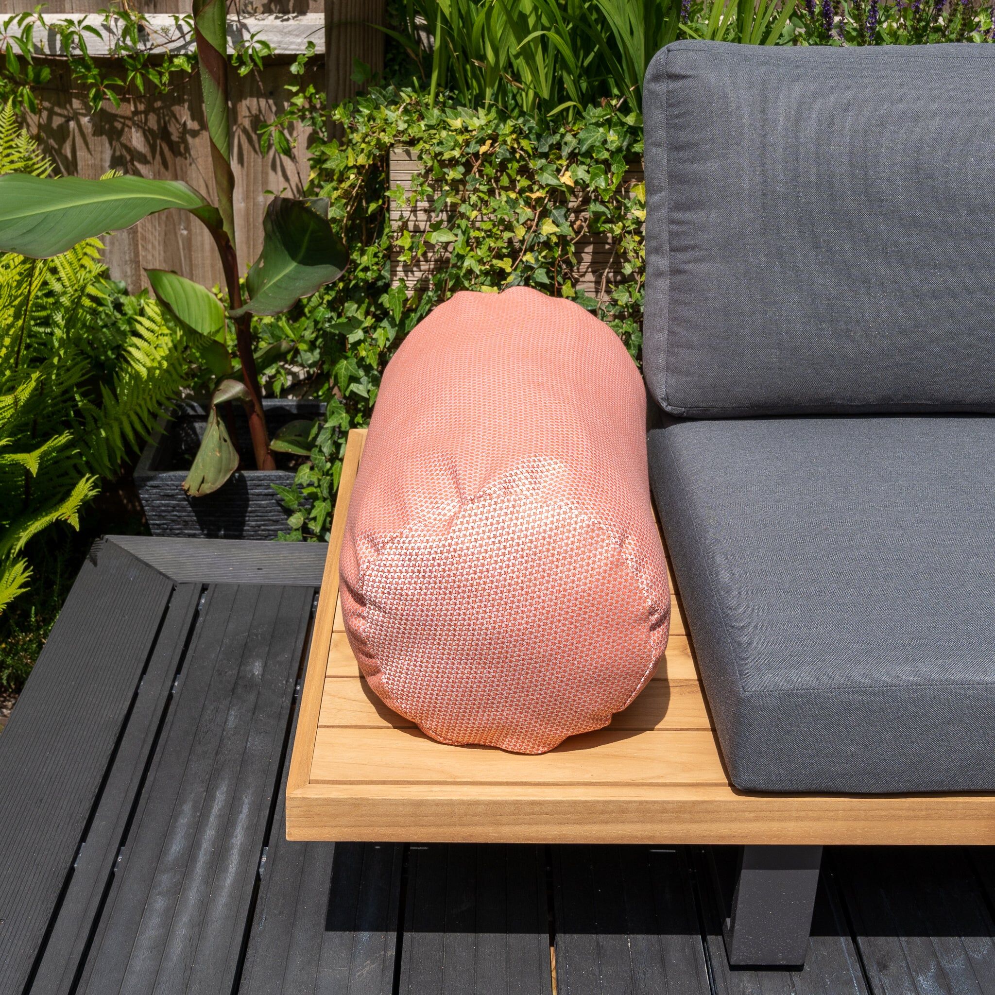Harbour Lifestyle Agora Scala Coral Large Round Bolster Floor Cushion - 72cm x 35cm