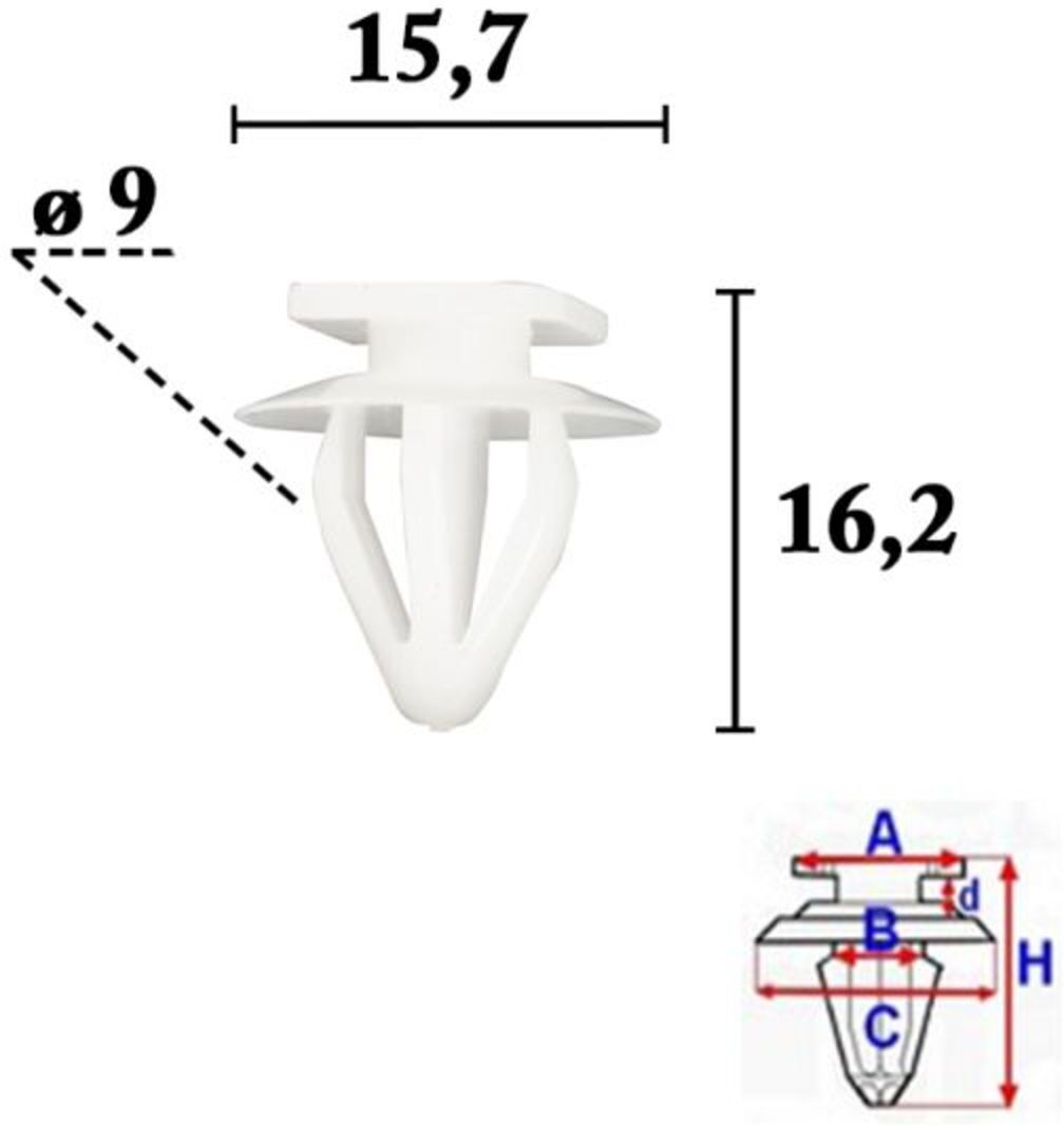 Clip zur Befestigung von Verkleidungen ROMIX ROM C70605