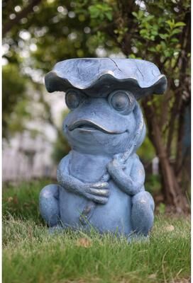 Hi-Line Gift Frog Garden Statue Plant Stand w/Solar Light