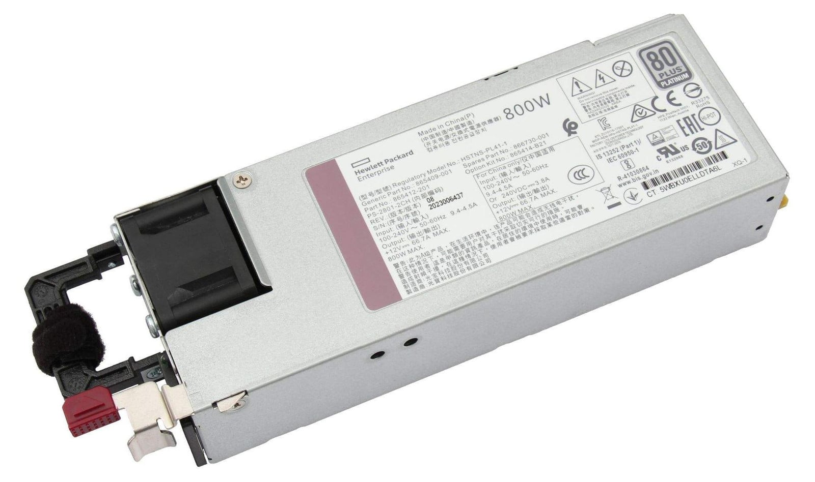 HPE 866730-001 Server Voeding, 800 W, 80 PLUS Platinum, 50/60 Hz