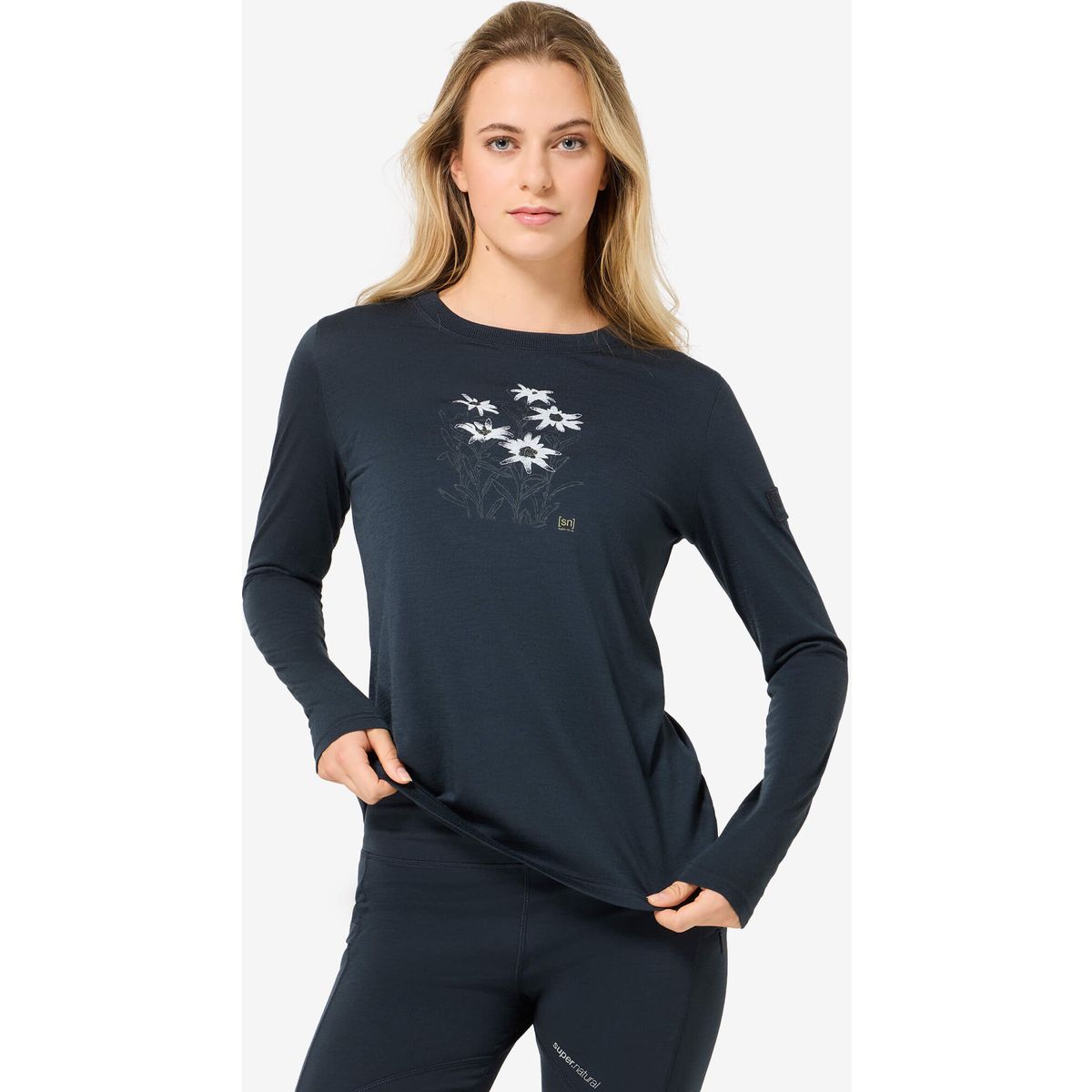 Super.Natural W Edelweiss BIO J LS blueberry/various (W55) XL SNWS04008W55XL