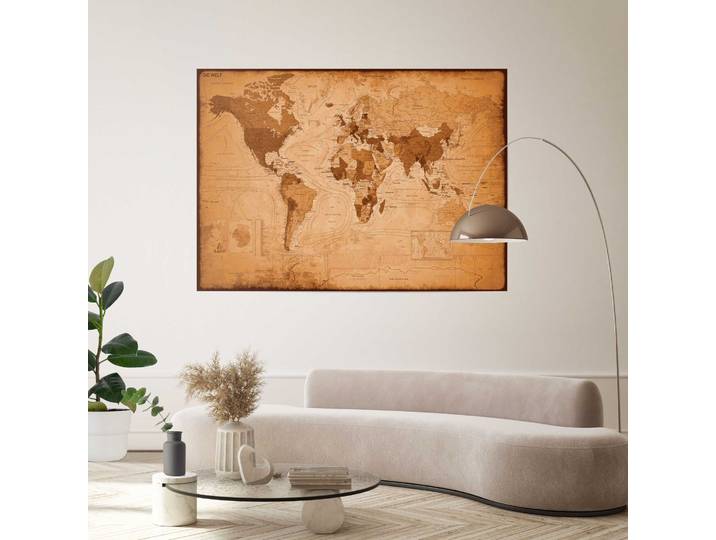 Poster Giant XXL Carte du monde Matériau : Papier Motif : Pays & cartes du monde Marron/Marron 100 x 140 x 0cm