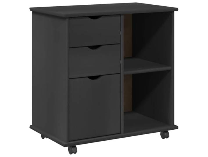 GFEROMRF Rollschrank Mit Rad Grau 63,5 x 39 x 65,5 cm Massivholz Kiefer Massivholz Kiefer, Rollen für Mobilität, versenkte Griffe, matte Oberfläche, vielseitig nutzbar