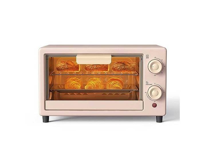 SiMbae Mini-Backofen, Air Fryer Toaster, elektrisch, Backofen, multifunktional, Tisch, Ofen, Kochen, automatische Heizung, Haus, Brot, Kekse, Pizza, Kapazität, Rosa