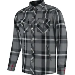 Rusty Stitches Noah Fleece Tech, Hemd/Textiljacke - Grau/Schwarz/Weiß - XL