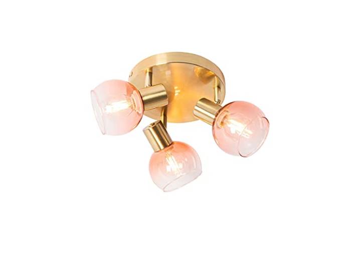 Qazqa vidro - Spot plafond\, plafonnier - 3 lumière - Ø 35 cm - Rose - Art Deco - éclairage intérieur - Salon I Chambre I Cuisine I Salle à manger
