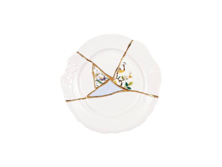 Seletti - Assiette Kintsugi - Blanc - Or - Designer Marcantonio