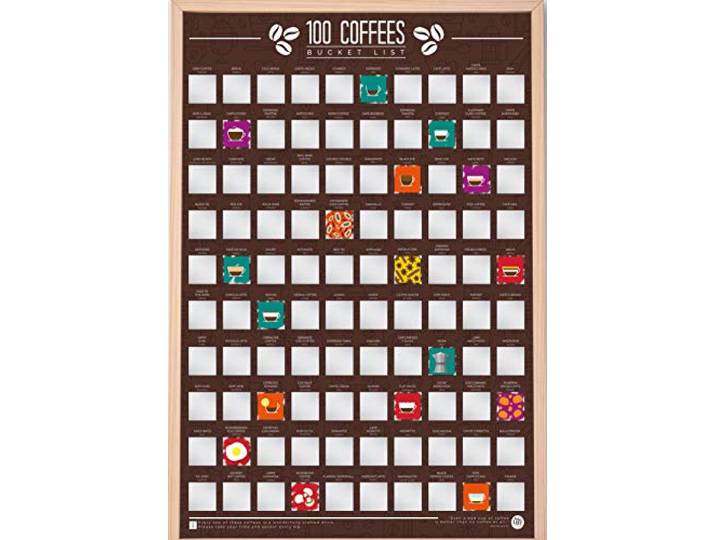 Gift Republic 100 Koffie Bucket List Scratch Poster, 42 x 60cm