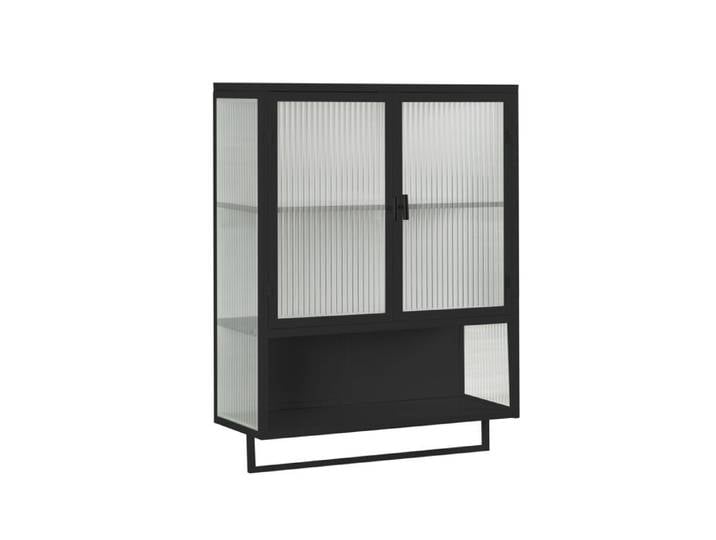 Vitrine murale Logidon 60 cm portes vitrées deux portes avec étagère noir